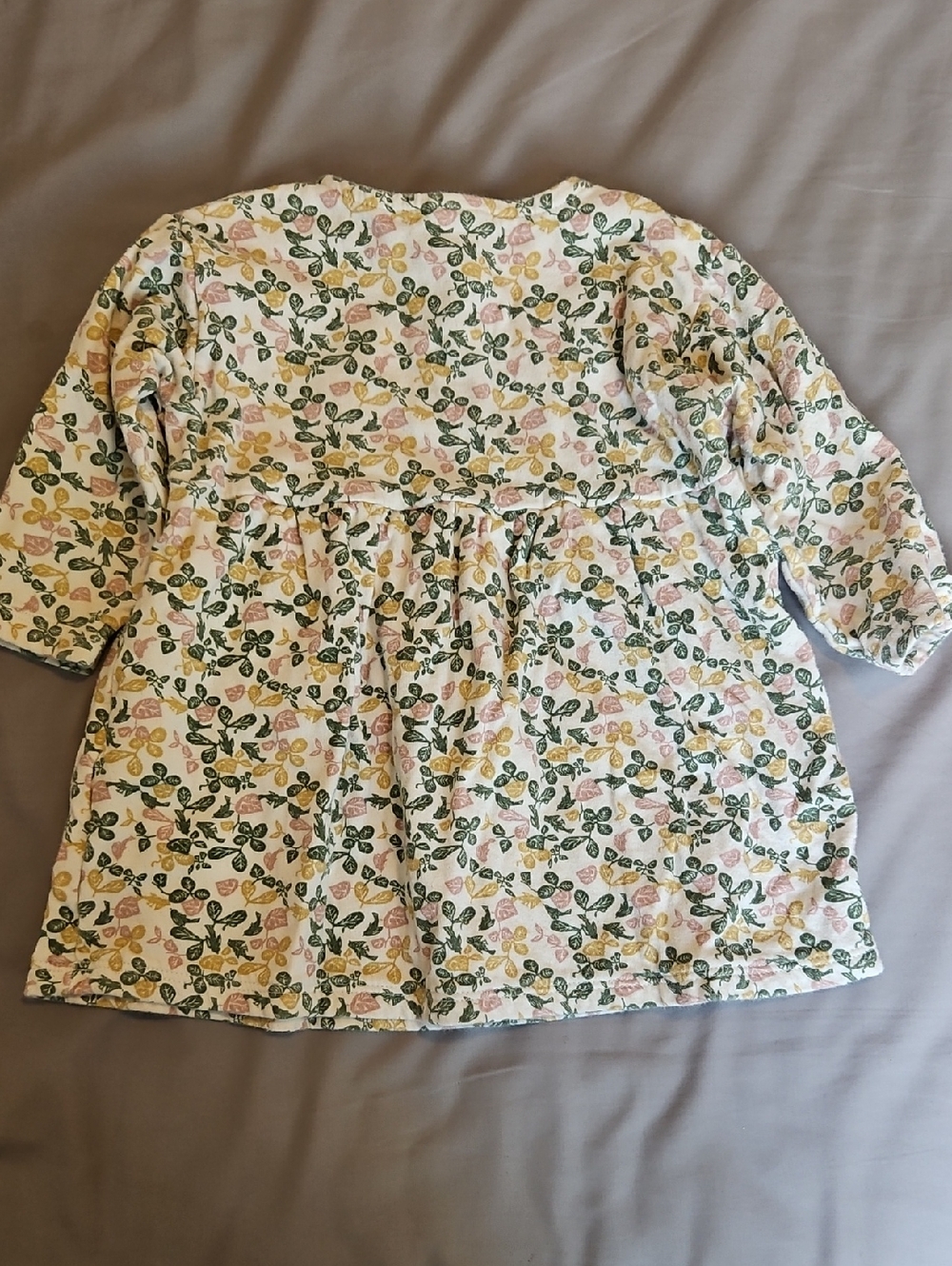 Petit Bateau Cream Floral Peplum Top with Pink & Green Accents - 18m